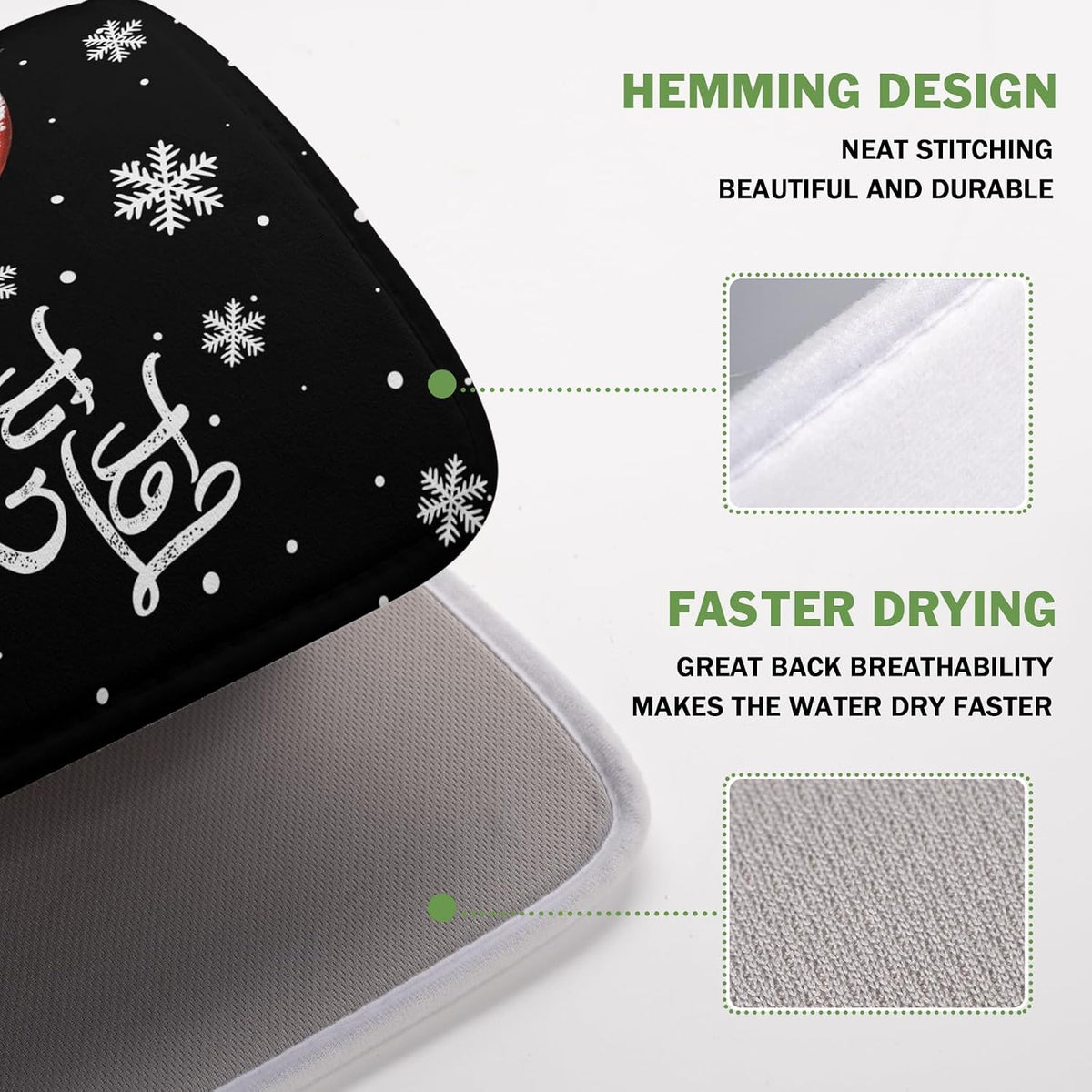 Winter Snowman Dish Drying Mat, Christmas Snow Dish Drying Mat for Kitchen Counter, Christma Cute Snowman Absorbent Fast Dry Dish Drainer Mat Protector Xmas Microfiber Dish Drying Pad 16x18 Inch