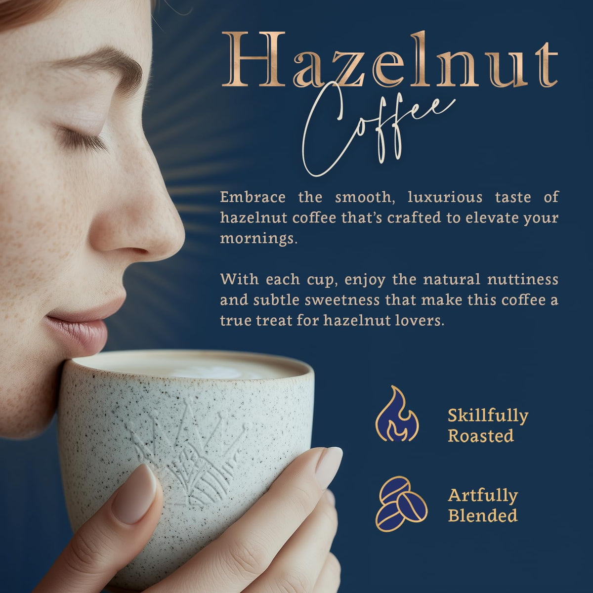 Organic Whole Bean Coffee Medium Roast (16oz) - Hazelnut Flavored | 100% Arabica, Single Origin and Low Acid - USDA Organic and Fair Trade Certified - Naturally Flavored Without Additives