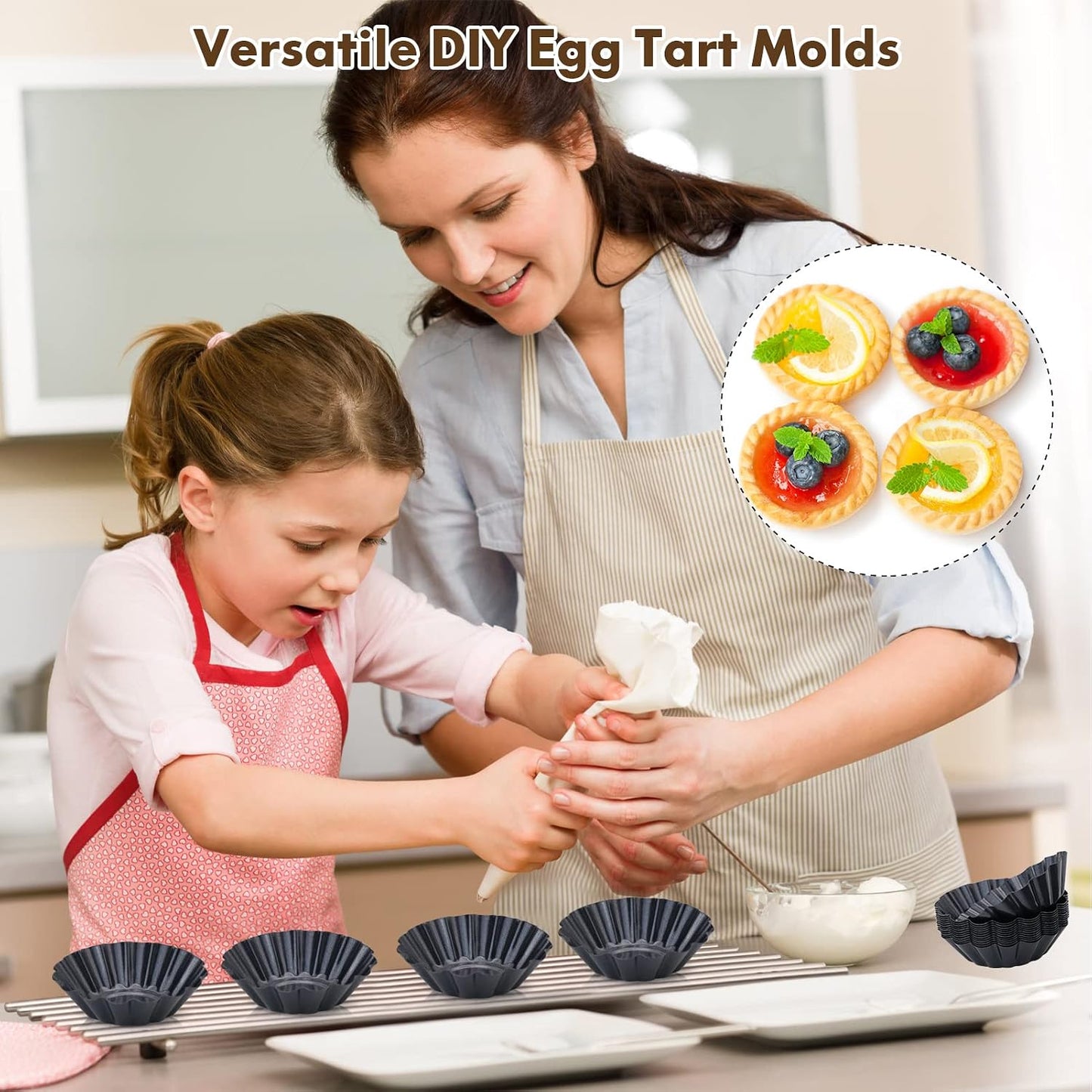RICHSC-PAN Egg Tart Molds, 12 PCS Non-Stick Very Mini Tart Pans.