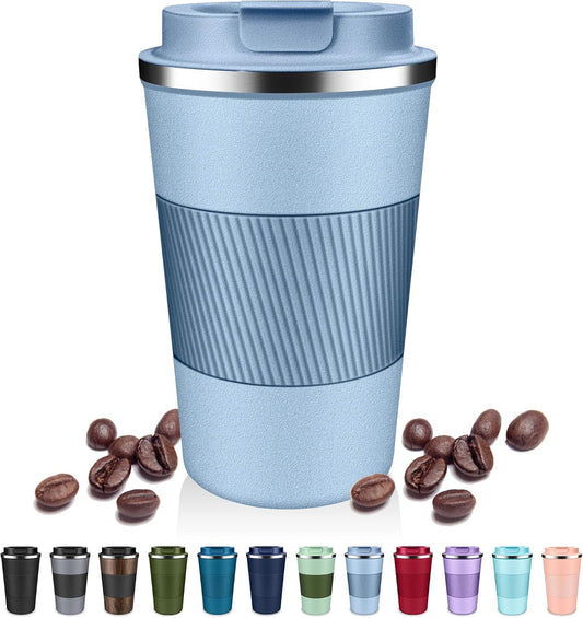 Insulated Coffee Tumblers with Flip Lid 12oz / 17oz, Stainless Steel Travel Coffee Mug Leak Proof, Vacuum Insulated Coffee