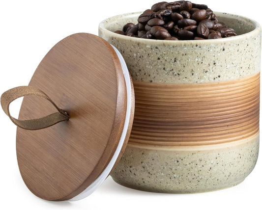 Ceramic Jar with Lid Airtight, Coffee Container Kitchen Food Storage Jars for Spice Sugar Tea Bag, Stackable Decorative Jars