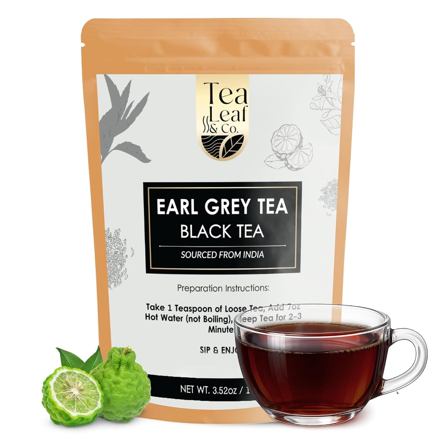 Earl Grey Black Tea Loose Leaf (100gm/3.5oz), Makes Upto 50 Servings