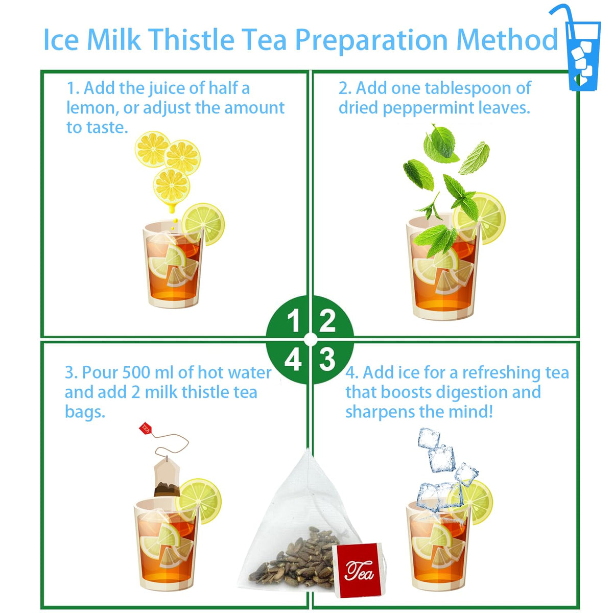 Samcci Milk Thistle Tea Bags, 50 Count, 3g/bag, Te De Cardo Mariano | 100% Natural Milk Thistle Seeds Support Liver Herbal Tea, Caffeine Free, No Additives, No Sugar, Non-GMO, No Gluten