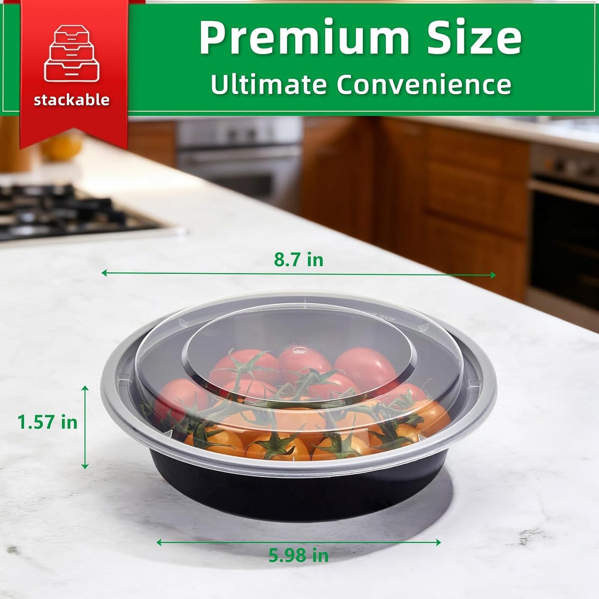 Meal Prep Containers Reusable 50 Pack-23 oz Food Storage Containers with Lids To Go Food Containers Takeout, Microwave Dishwasher Freezer Safe, Stackable, BPA Free, Plastic (Black)