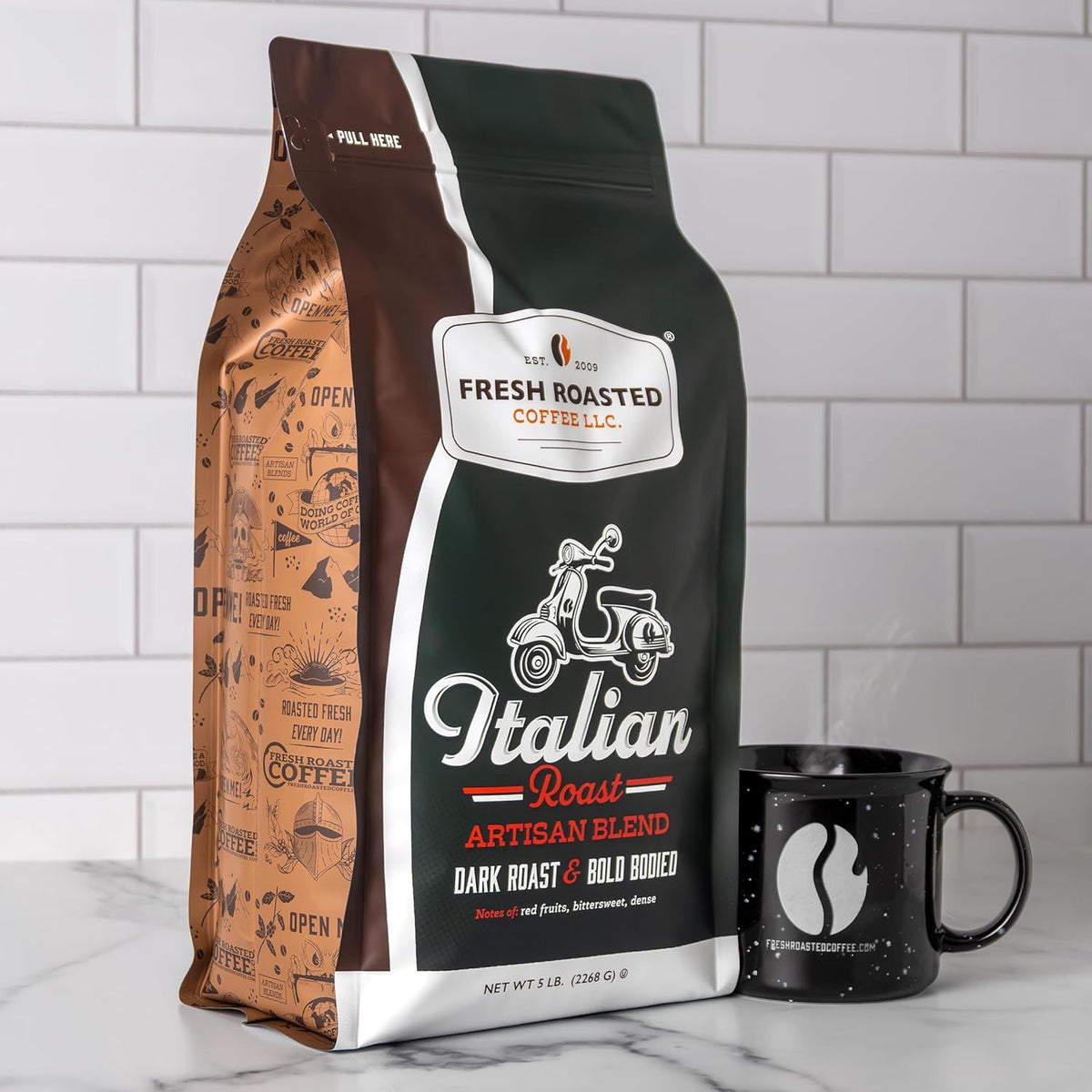 Fresh Roasted Coffee, Italian Roast Whole Bean Coffee, Dark Roast, Kosher, 30 lb (480 oz)