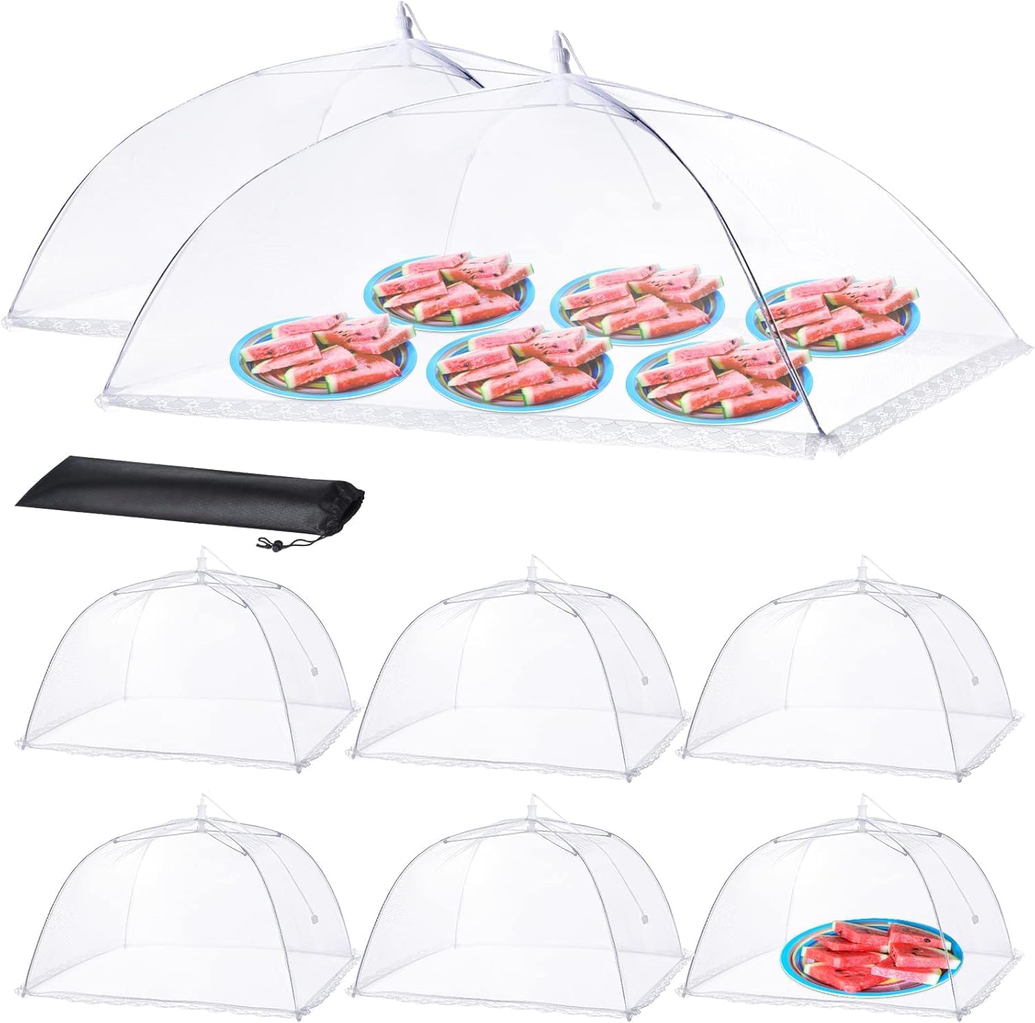 Food Covers for Outside - 2 Extra Large (40 x 25 in) & 6 Large (17 x 17 in) Food Tents/Food Covers for Outdoors Mesh Scr