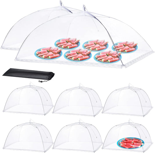 Food Covers for Outside - 2 Extra Large (40 x 25 in) & 6 Large (17 x 17 in) Food Tents/Food Covers for Outdoors Mesh Scr