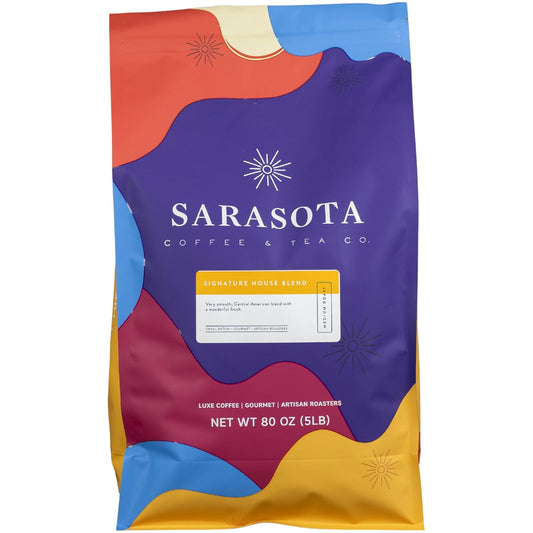 Sarasota Coffee Ground Signature House Breakfast Blend | Medium Roast Gourmet Coffee Grounds | Low Acid, Mold Free,