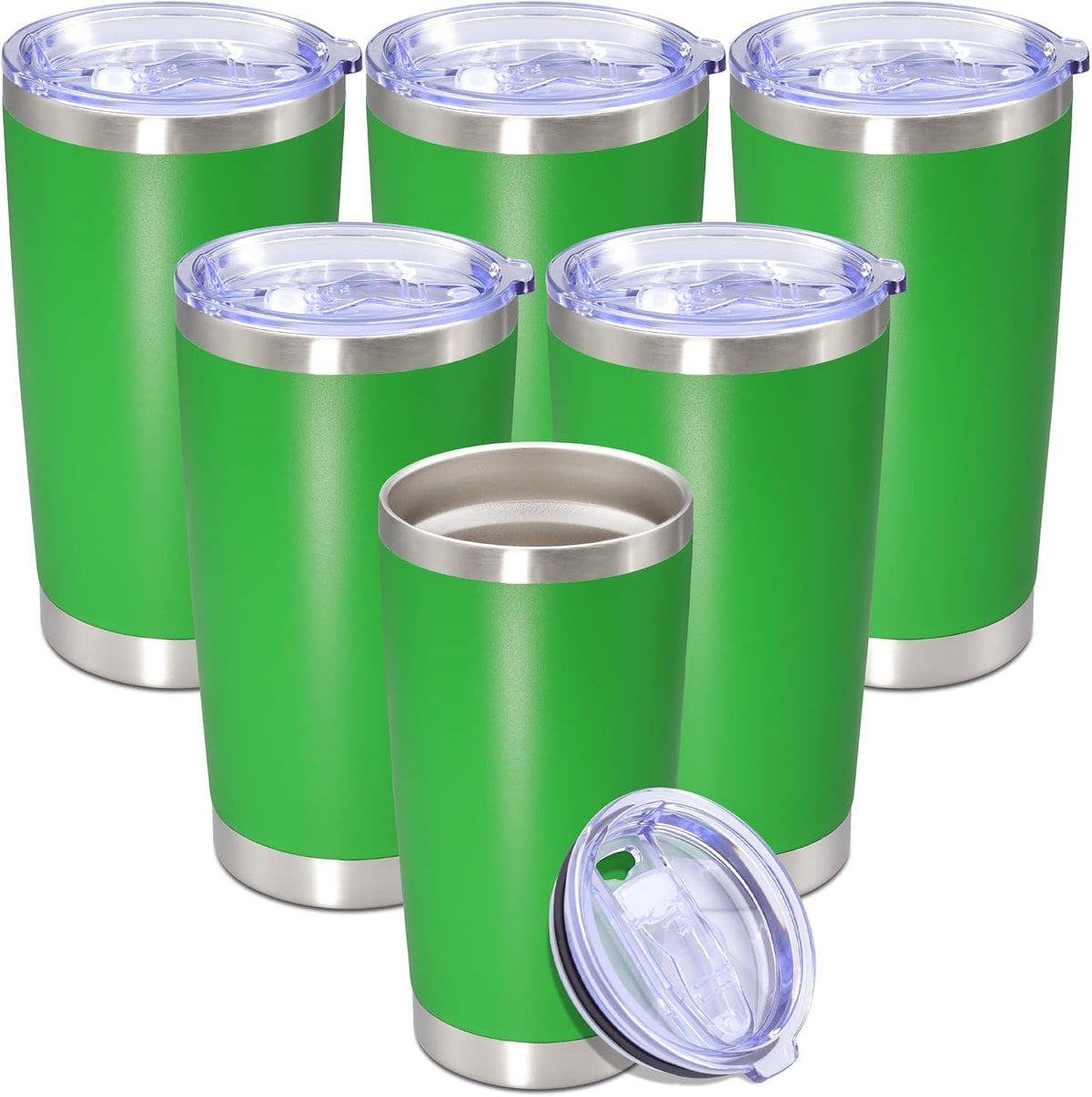 20 oz Tumbler Insulated Tumblers Stainless Steel Coffee Mug,Green 6PCS | Double Wall Vacuum Travel Coffee Tumbler ,Powder Coated Tumbler Cup Keep Hot &amp; Cold