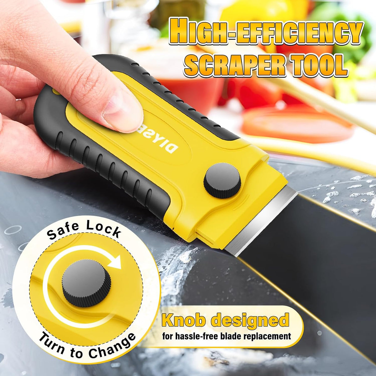 DIYSELF 2 Pack Razor Blade Scrapers with 30 Blades, Stove Scraper Tools