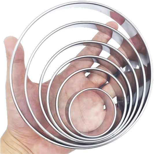 DOCZEN 6 PCS Round Cookie Cutter Set (2, 3, 3.5, 4, 5, 6 Inch) - Biscuit Cutters For Baking - Large Circle Cookie Cutters