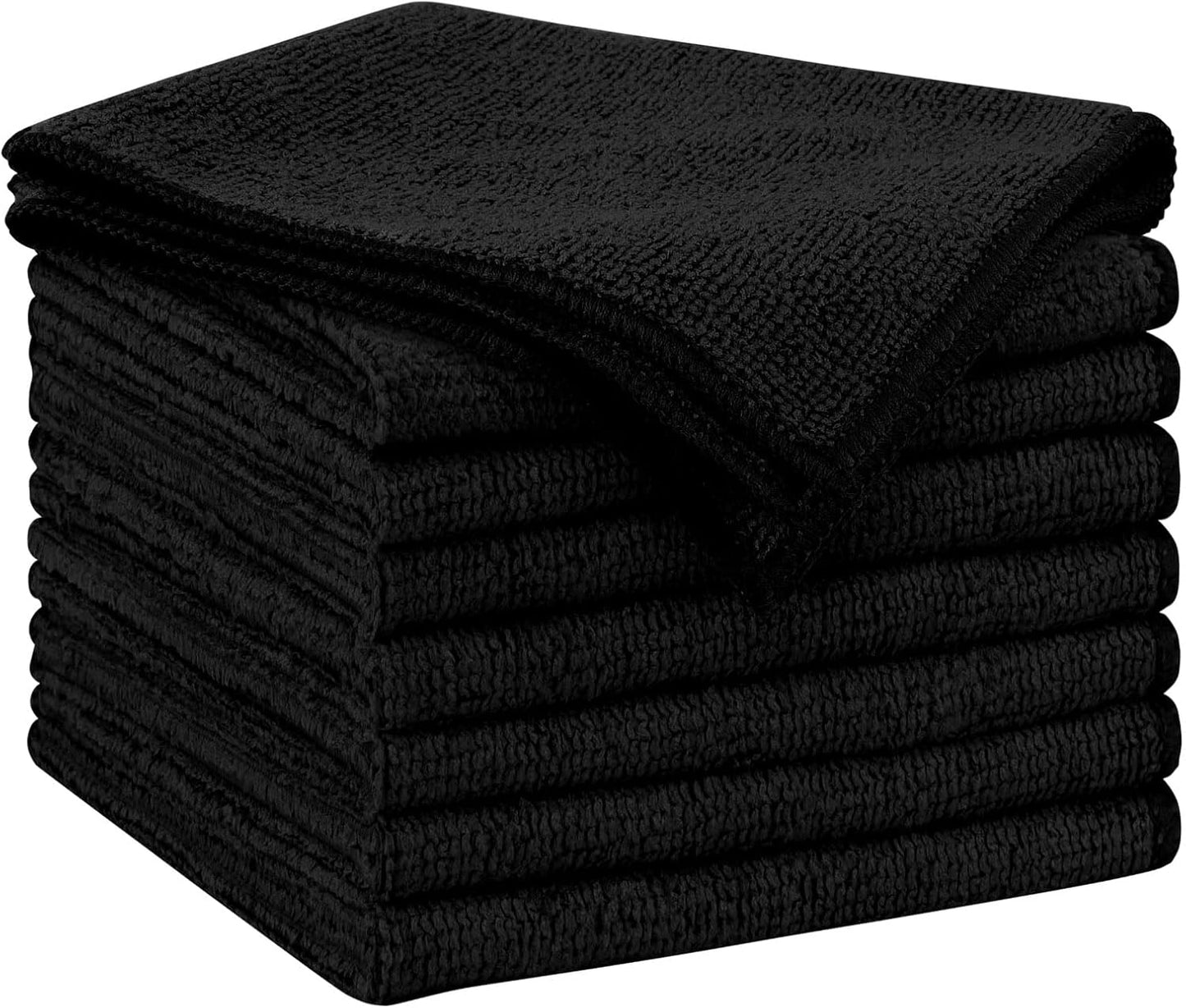AIDEA Microfiber Cleaning Cloth Black 8PK, Microfiber Towels for Cars, Premium Car Cloths, Dusting C