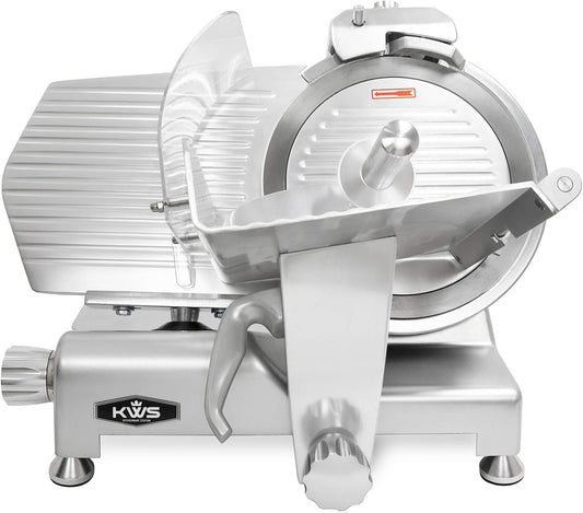 KWS MS-12ES Metal Collection Commercial 420W Electric Meat Slicer 12-Inch with 304 Stainless Steel Blade & Extended Back