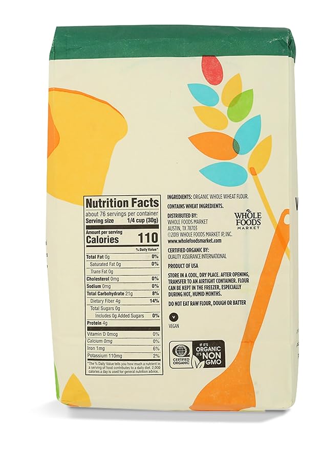 365 by Whole Foods Market, Organic 100% Whole Wheat Flour, 80 Ounce