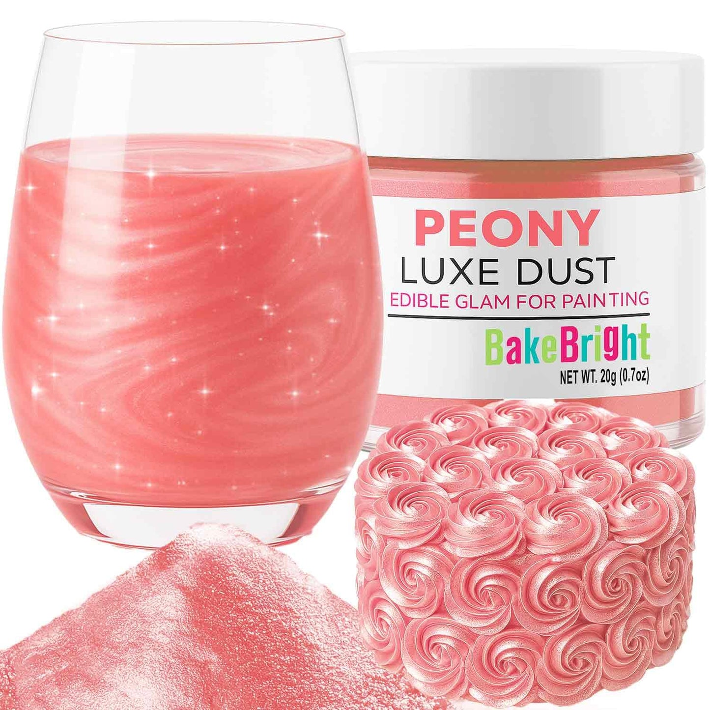 Bulk (20g) Pink Luster Dust Edible Glitter for Cocktails | Premium Edible Pink Luster Dust for Cake 