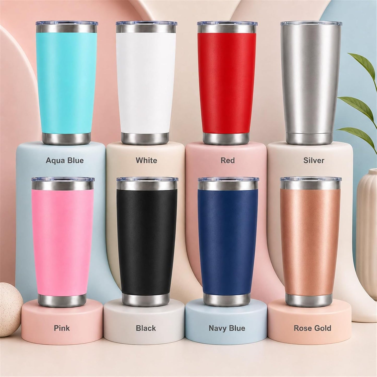 Pandance 20oz Stainless Steel Insulated Tumblers Bulk, Black, 8 Pack | Double Wall Vacuum Travel Mug, BPA Lid, Straight &amp; Curved Straws+Brush, Hot &amp; Cold Drinks, Individually Package, Bulk