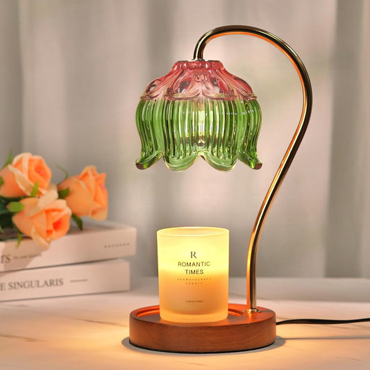 Glass Candle Warmer Lamp with Timer, Electric Candle Warmer Lamp, Graduation Birthday Gifts for Women Girls, Flower Candle