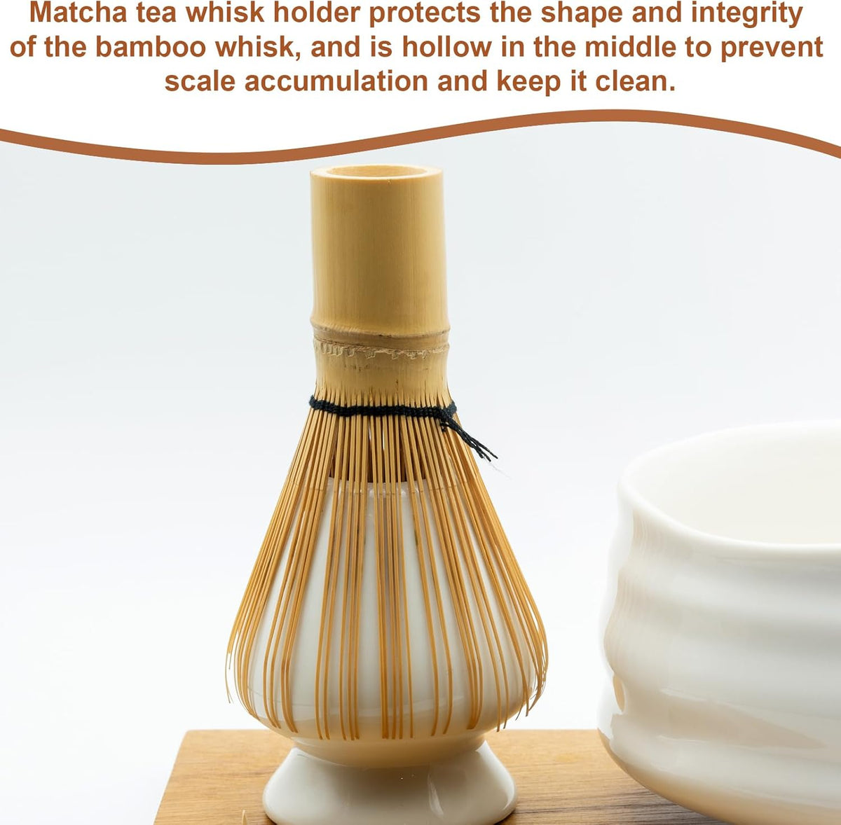 HARFINGTON Ceramic Chasen Stand 65mm Matcha Whisk Holder Teas Set Whisks Stand Traditional Matcha Tea Chasen Holder Tea Set Accessories for Tea Tasting, Gray White