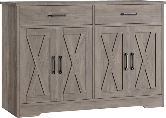 HOSTACK 47" W Kitchen Sideboard Buffet Cabinet with Storage Drawers