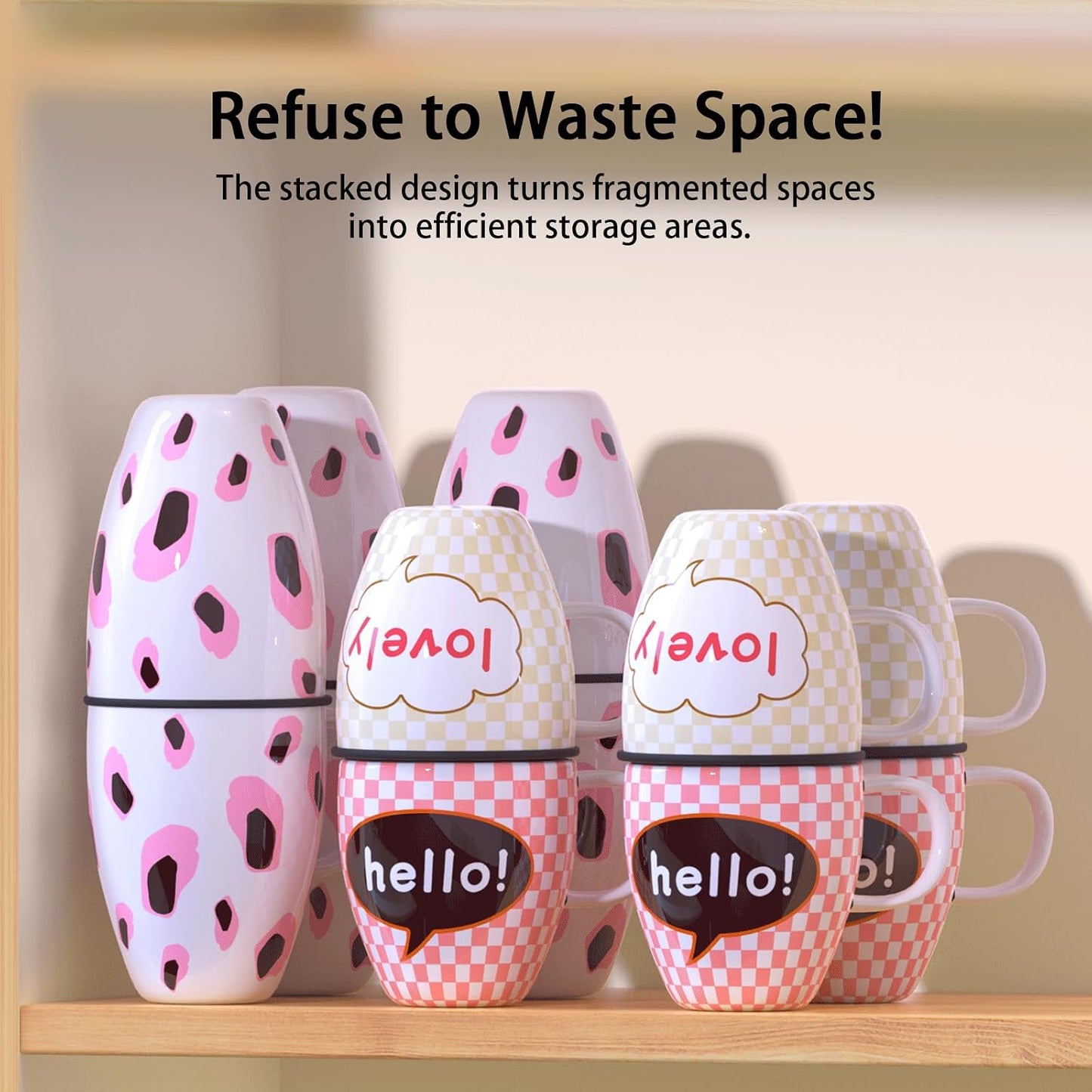 Mug Stacker &amp; Storage Organizer – Expandable, Stackable Cup Holder for Kitchen Cabinet or Pantry – Space-Saving Solution for Tea Cups &amp; Coffee Mugs (6Pcs Black)