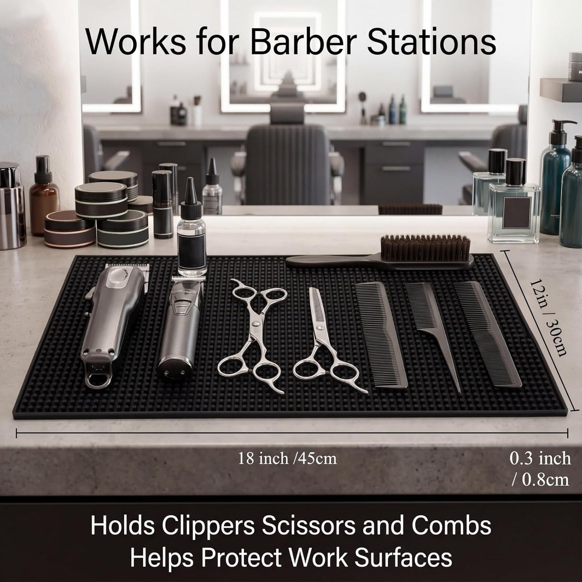 Tioncy 18 Pack Bar Mats, 18 x 12 Inch Black Countertop Service Liners