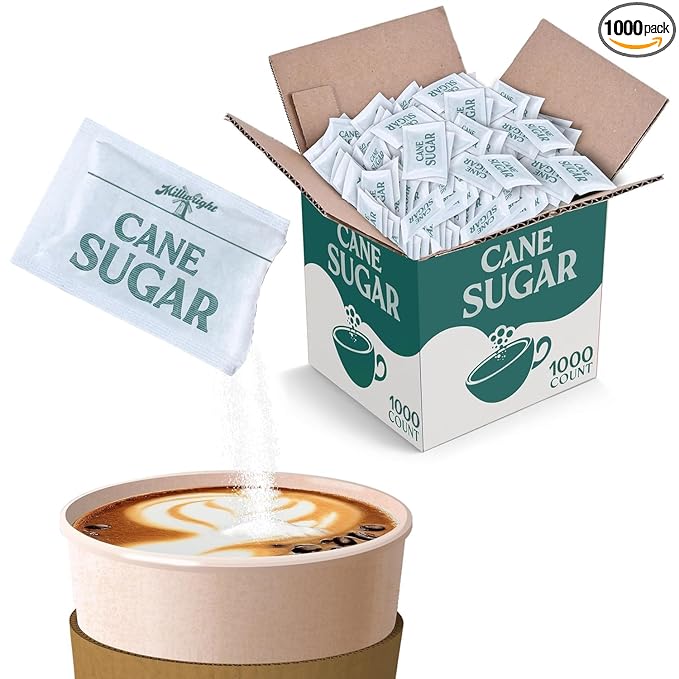 Bulk White Sugar Packets 1000 Count Individual Portion Packs for Hot Drinks Great for Restaurants Of