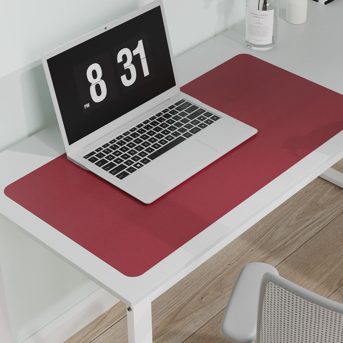 Wine Red Plastic Table Cover Protector, 36" x 60" Waterproof Easy Flat PVC Desk Pad Mat, 1.5mm Thick Rectangle Vinyl Table Top Protector for Dining Room Table, Office, Dresser