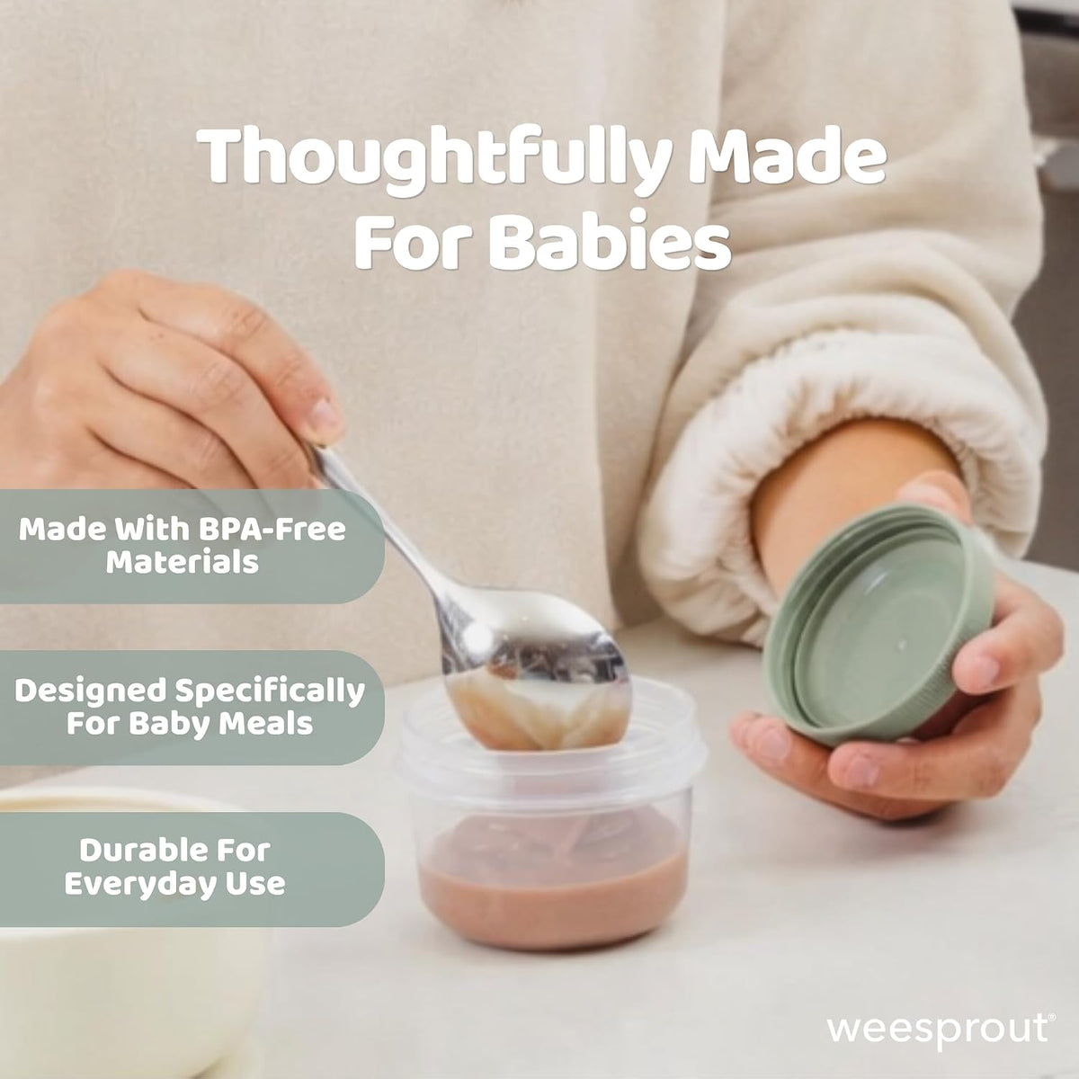 WeeSprout Leakproof Baby Food Storage - 12 Set, Small Plastic Containers with Lids, Lock in Freshness, Nutrients &amp; Flavor, Freezer &amp; Dishwasher Friendly, 4oz Snack Containers (Variety Matte)