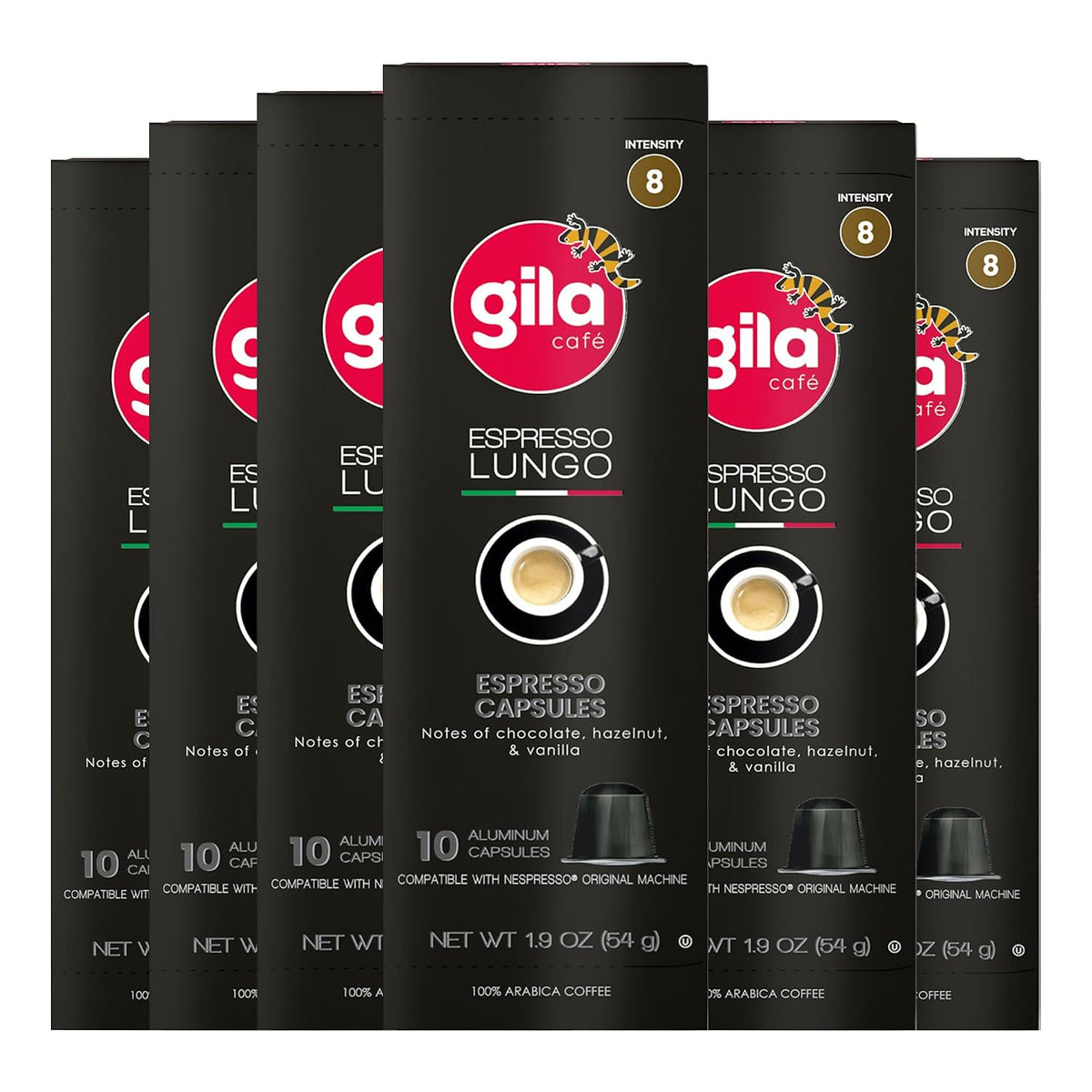 gila cafe Lungo Coffee Capsules, Nespresso Original, Medium Roast, 60ct