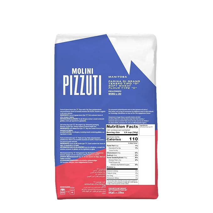 Molini Pizzuti Manitoba Flour – Premium Italian Type '0' High-Protein Flour for Artisan Breads, Pizza, and Pastries – 5kg Bag