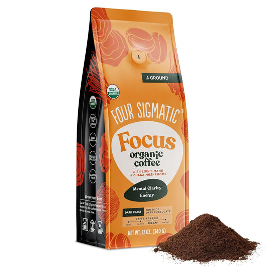 Four Sigmatic Focus Mushroom Coffee | Organic Ground Coffee with Lion's Mane Mushroom and Chaga for Better Focus and Immune