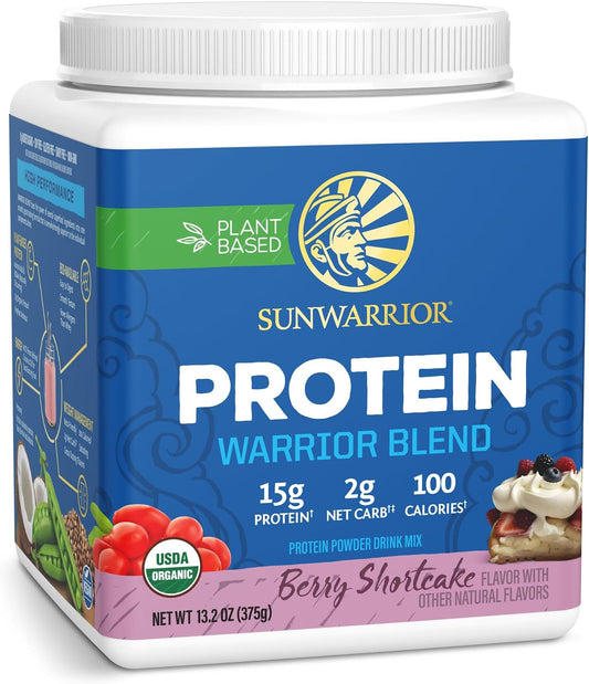 Sunwarrior - Warrior Blend, Plant Based, Raw Vegan Protein Powder with Peas &amp; Hemp, Berry, 13.2 Ounce (Pack of 1)