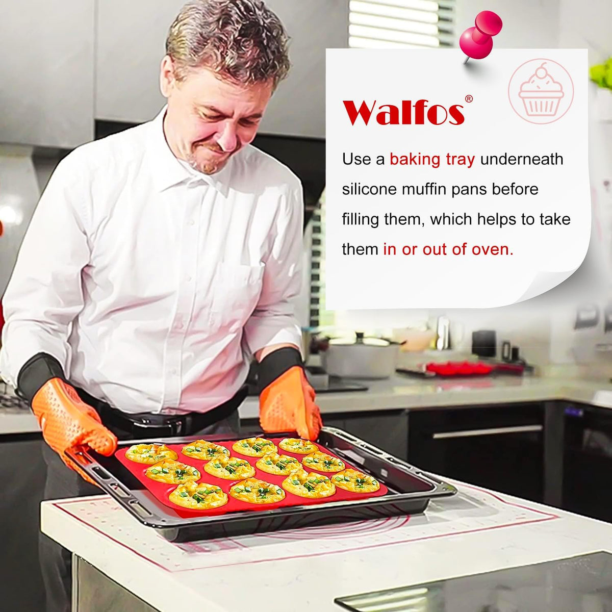 Walfos Muffin Pan Set - 12 Cups Regular Silicone Cupcake Pan