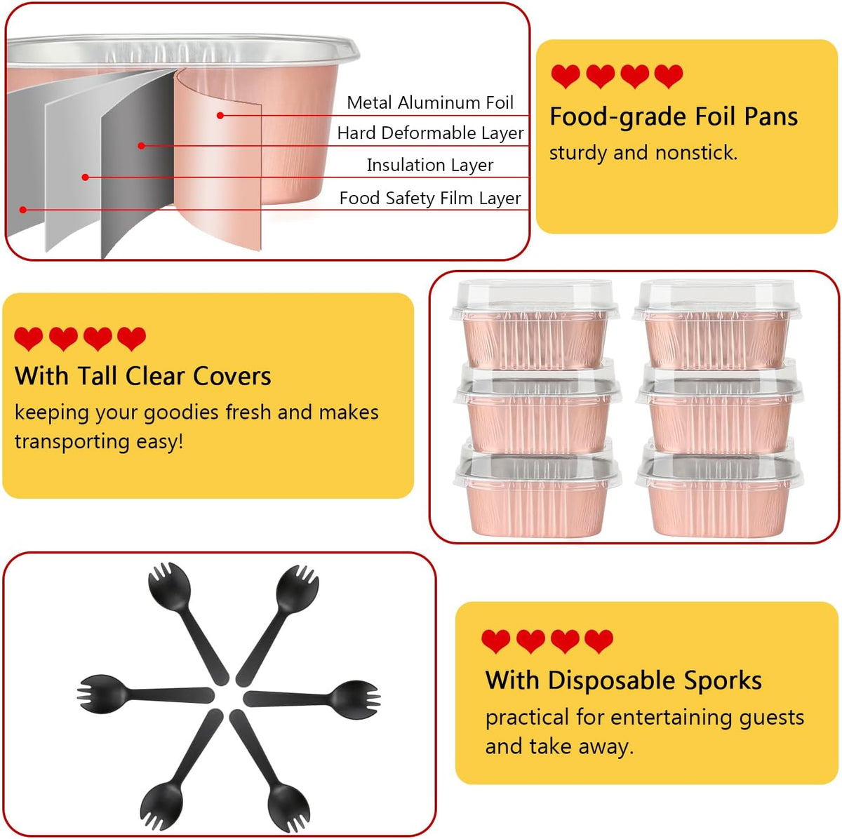 LNYZQUS 80 Pack 10oz Mini Cake Pans with Lids and Spoons for Bake Sales