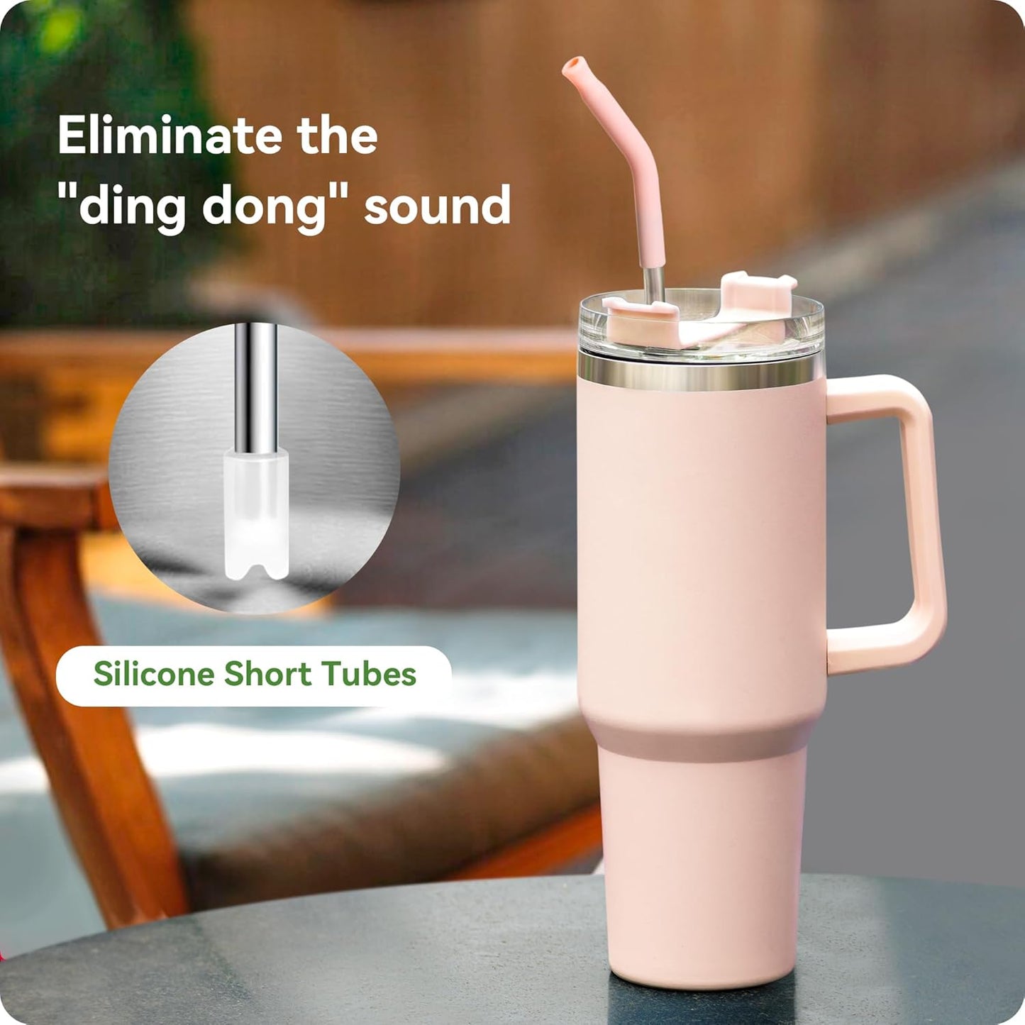 Snowfall Metal Straws for Stanley 40 OZ Tumbler, Long Reusable Stainless Steel Drinking Straws with Silicone Tip for Simple Modern 40 OZ Tumbler (Cream Gray)