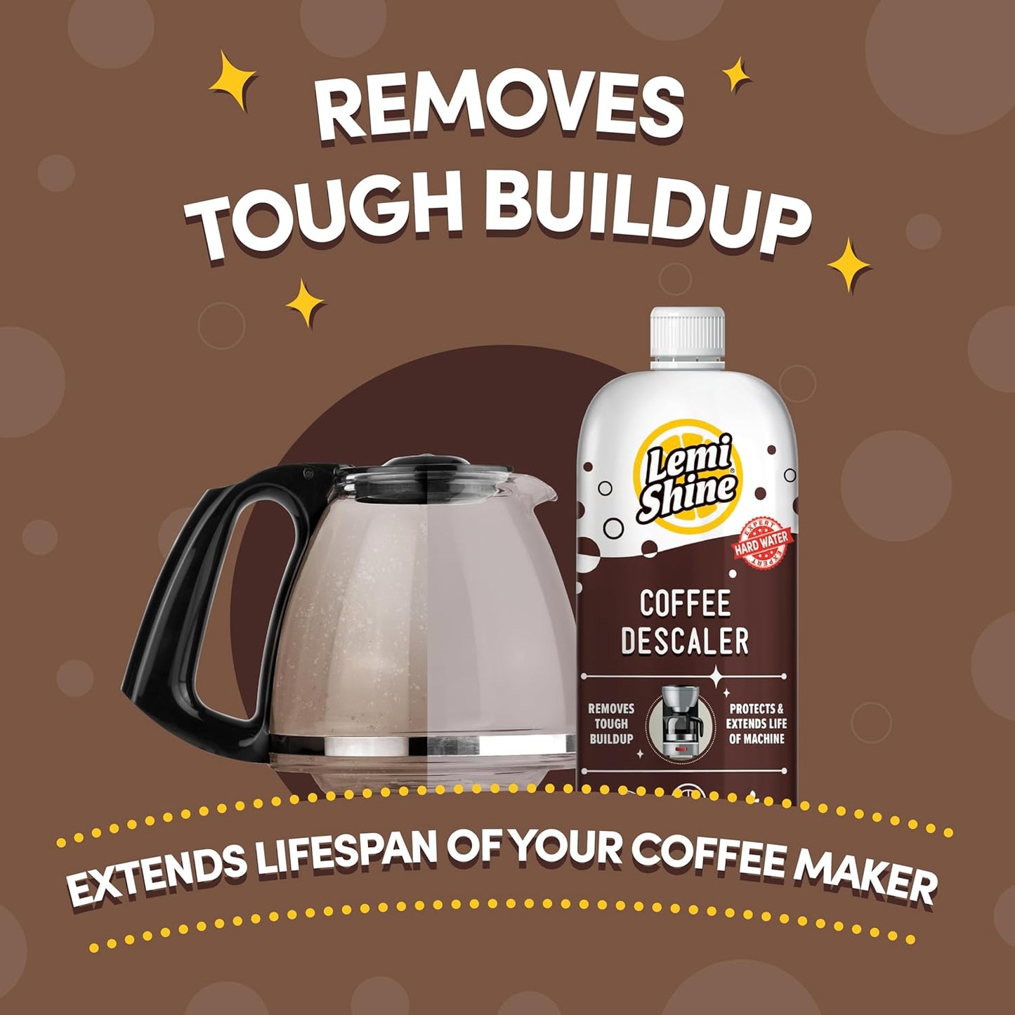 Lemi Shine Coffee Descaler - Food-Grade Citric Acid Coffee Maker Cleaner for Nespresso, Keurig, and More - 15 oz