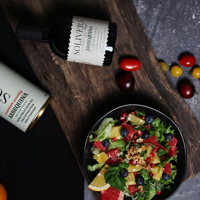 Solivera Arbequina Extra Virgin Olive Oil Cold Pressed, 300+ Polyphenols Rich, Single-Origin Organic Olive Oil, Delicately Fruity, Hand Picked Early Harvest - 16.8 fl. oz.