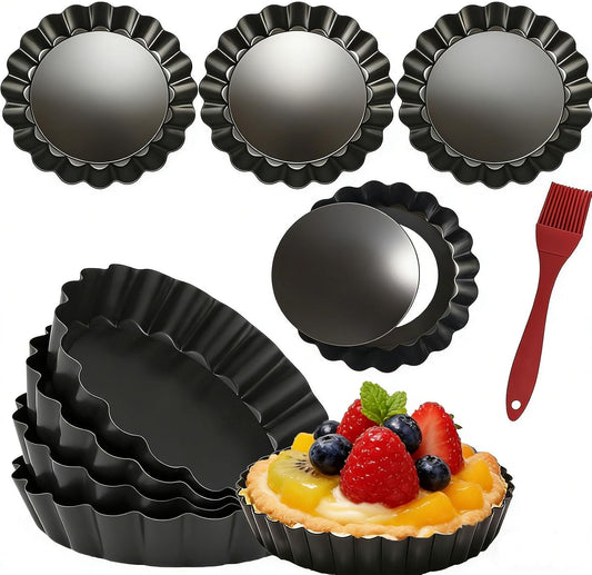 DATANYA 8 Pack Mini Tart Pans 4 Inch with Removable Bottom Round Nonstick Quiche Pan