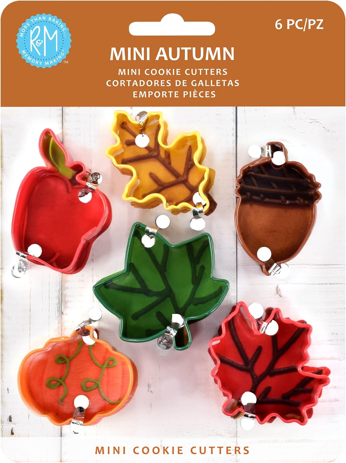R&M Mini Autumn 6-Piece 1.5" - 1.75" Color Cookie Cutter Set