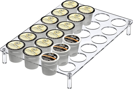Amazing Abby 24-Slot Flat Acrylic Coffee Pod Holder, Large-Capacity Plastic Coffee Capsule Storage, BPA-Free and