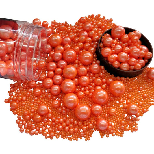 Edible Orange Sugar Pearls Candy Sprinkles 120G/ 4.23Ounce Baking Cake Sprinkles Cupcake and Cake Topper Cookie Decorations