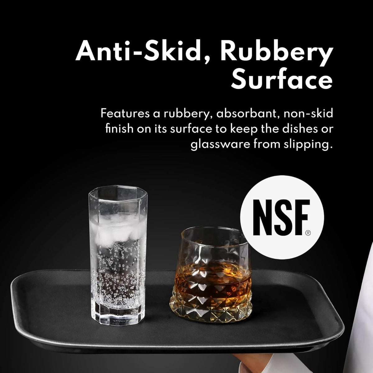 New Star Foodservice Restaurant Grade Non-Slip Tray, Plastic, Rubber Lined, Rectangular (Brown, 14-Inch x 18-Inch)