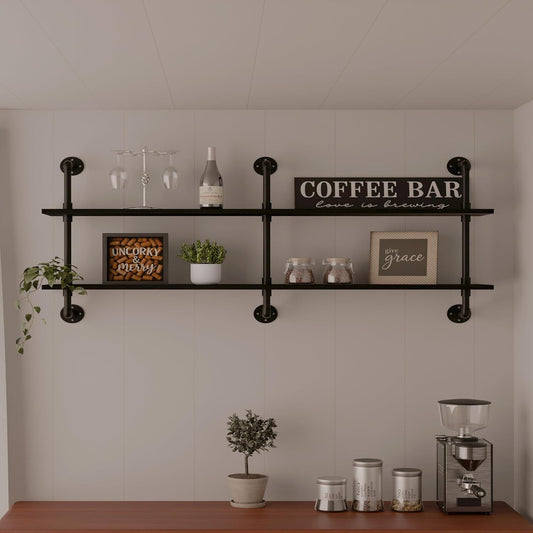 Industrial Pipe Shelf Shelving Bookcase, Wall Mounted Rustic Bookshelf, Floating Bookshelves for Wall,Retro Wood Metal Pipe