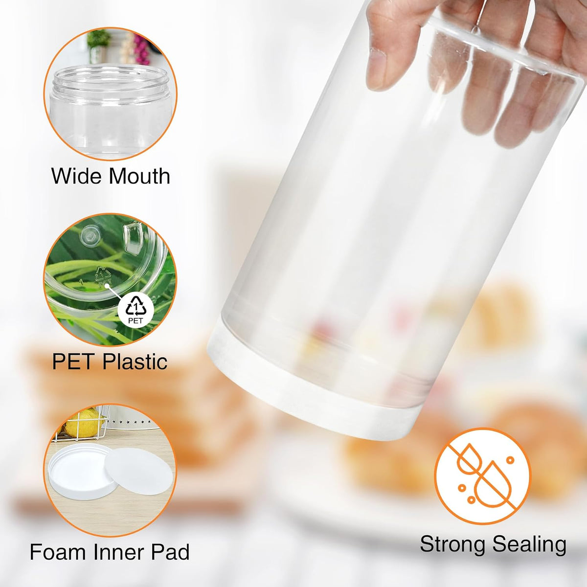 PeacePeo 32 OZ Plastic Jars with Lids