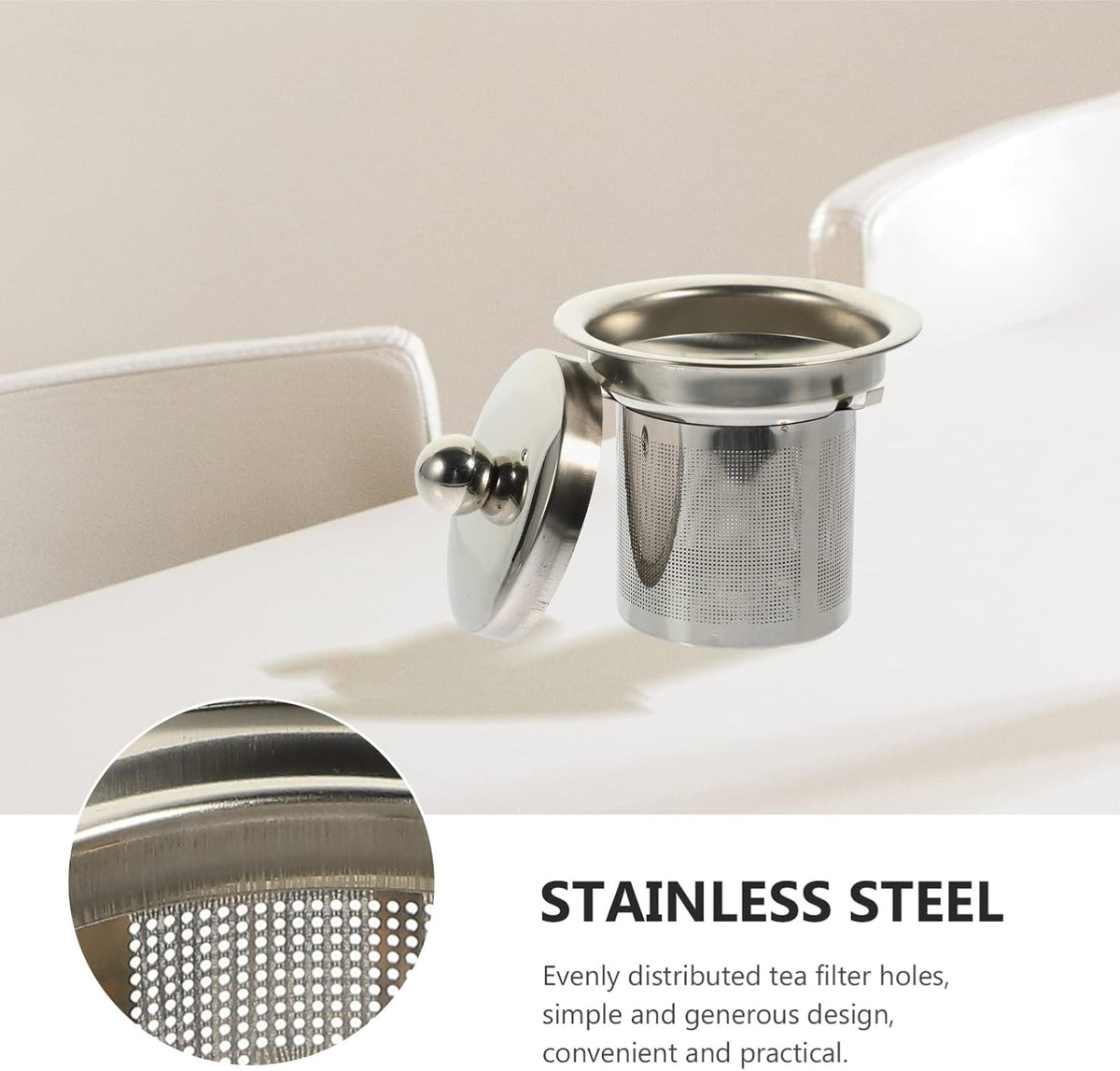 Hemoton Stainless Steel Tea Strainer Insert with Fine Mesh Filter and Lid Replacement Tea Infuser for Teapot Accessories Compact 3.00X2.44 Inch Suitable for Home Rooms and Restaurants