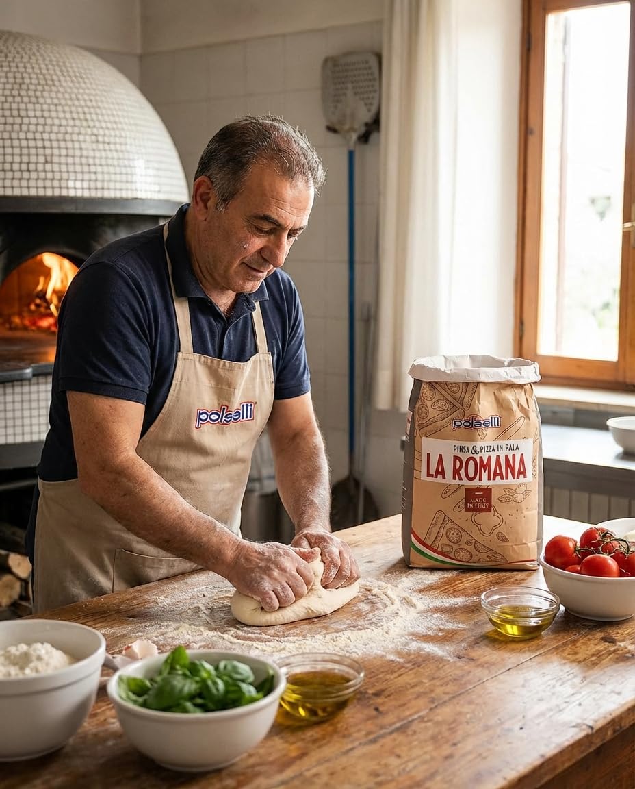 POLSELLI La Romana Pinsa &amp; Pizza Flour, Type 0, Wheat &amp; Rice Flour, 5 kg | High-Protein Wheat &amp; Rice Blend For Roman-Style Pizza And Flatbread Light Airy Crust, Crunchy Texture For Sourdough &amp; Baking