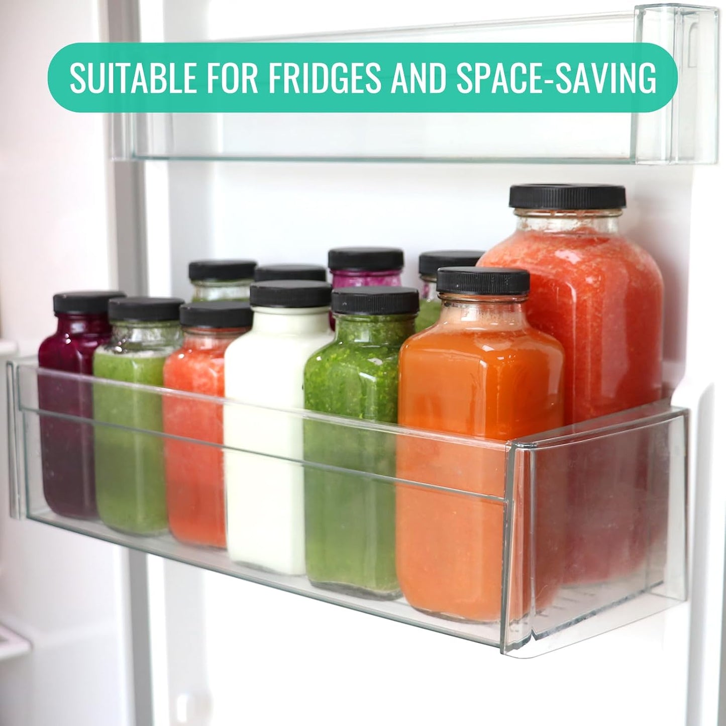 8 oz Glass Juice Bottles with Lids 6 Pack,Reusable Glass Drink Bottles