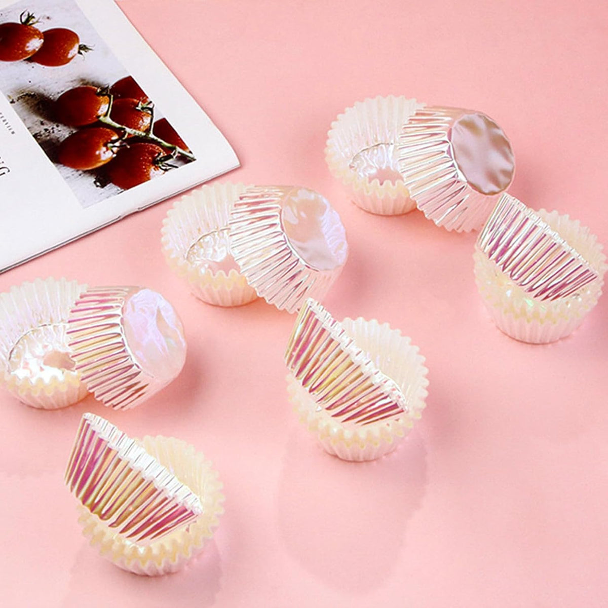 Iridescent Pink Cupcake Liners Wrappers Baking Cups Cupcake 100 Count | Food Grade Gradient Design