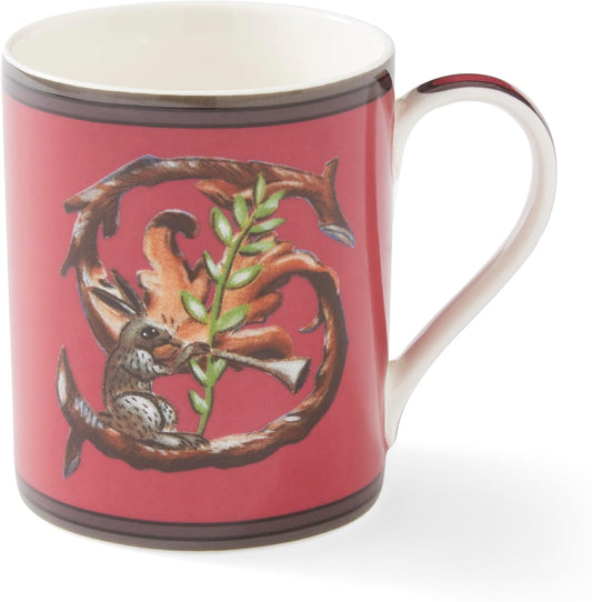 Spode Kit Kemp 12oz Mug, S Initial - Fine China Coffee Cup with Floral Alphabet Design, Custom Letter Mug for Unique Gift
