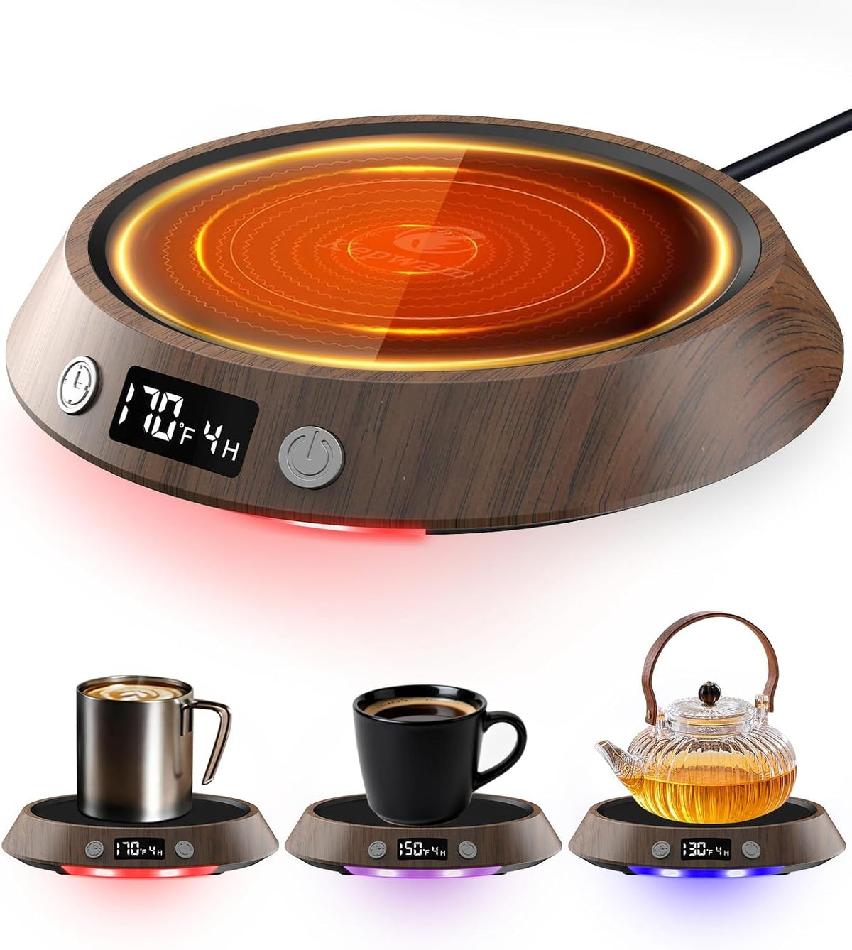 Kepwam Mug Warmer for Desk, Coffee Warmer with 3 Temp Settings &amp; 2-9H Timer